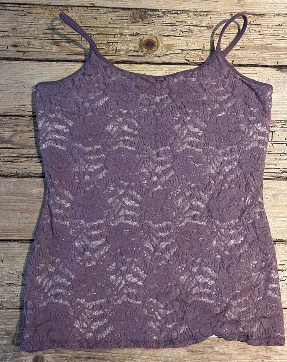 Express Womens Size L Purple Lace T Stretch Tank Top NWOT